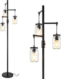 Industrial Floor Lamp with 3 Clear Glass, 64'' Classical Black S99487