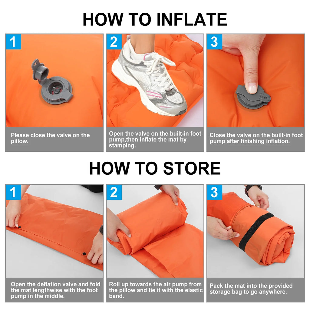 Ultralight Waterproof Camping Air Mattress Sleeping Pad with Built-in Pump A334016