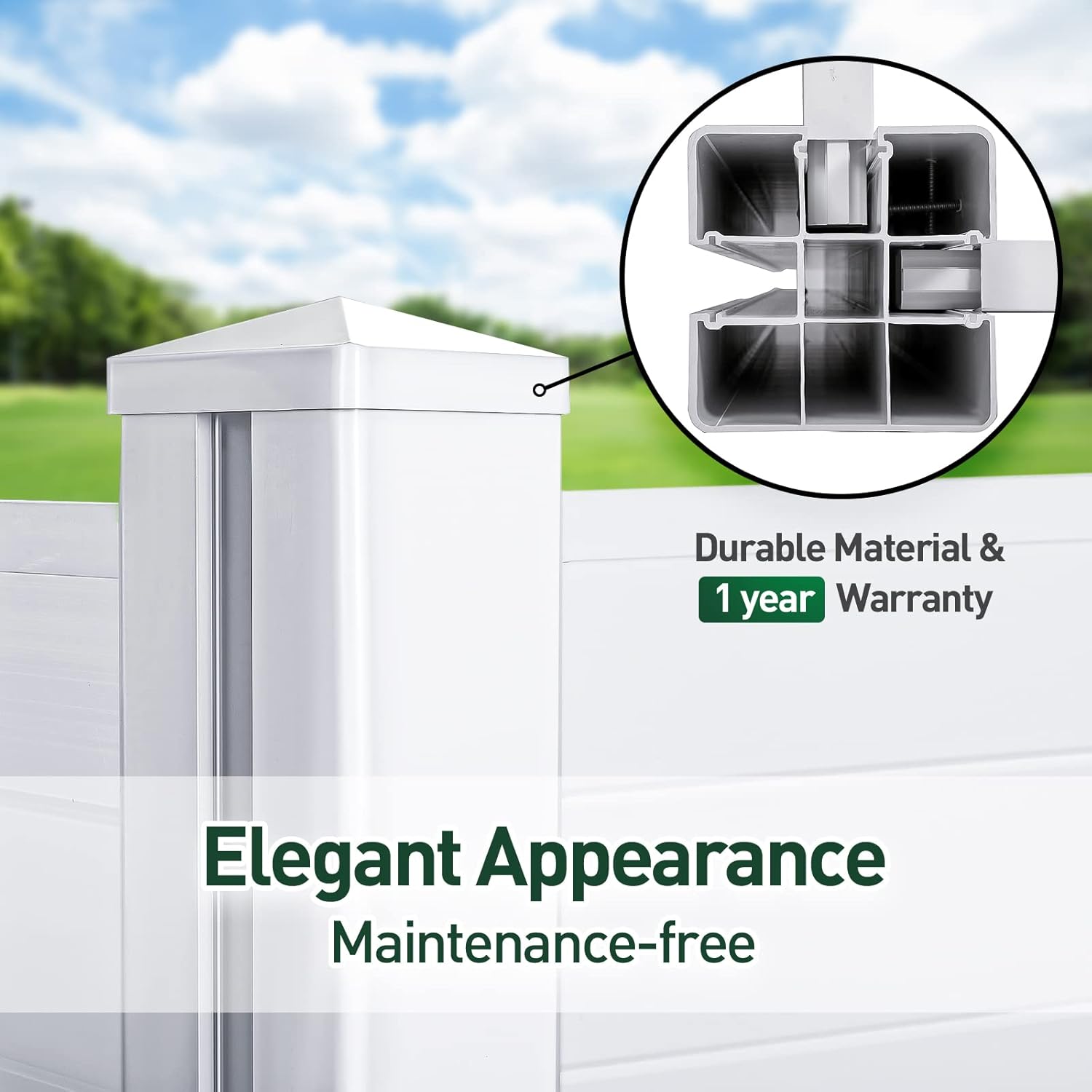 White Vinyl Fence, 2 Panels, 48W x 48H R849