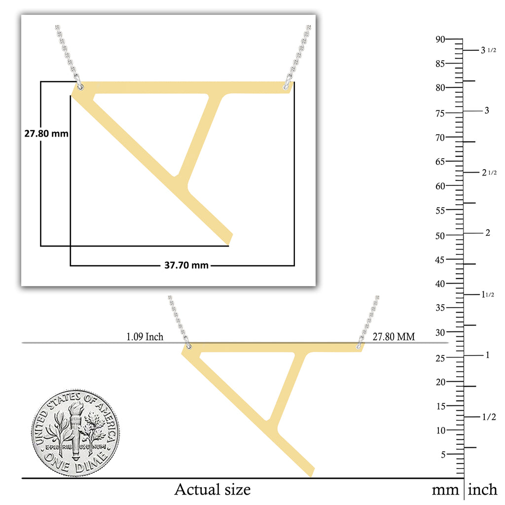 18K Yellow Gold Initial Pendant with 18 Inch Silver Chain F97173