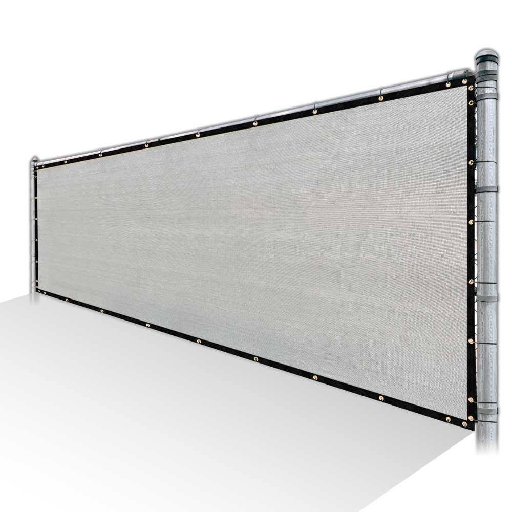 Grey Privacy Fence Screen HDPE Mesh Windscreen with Reinforced Grommets V495