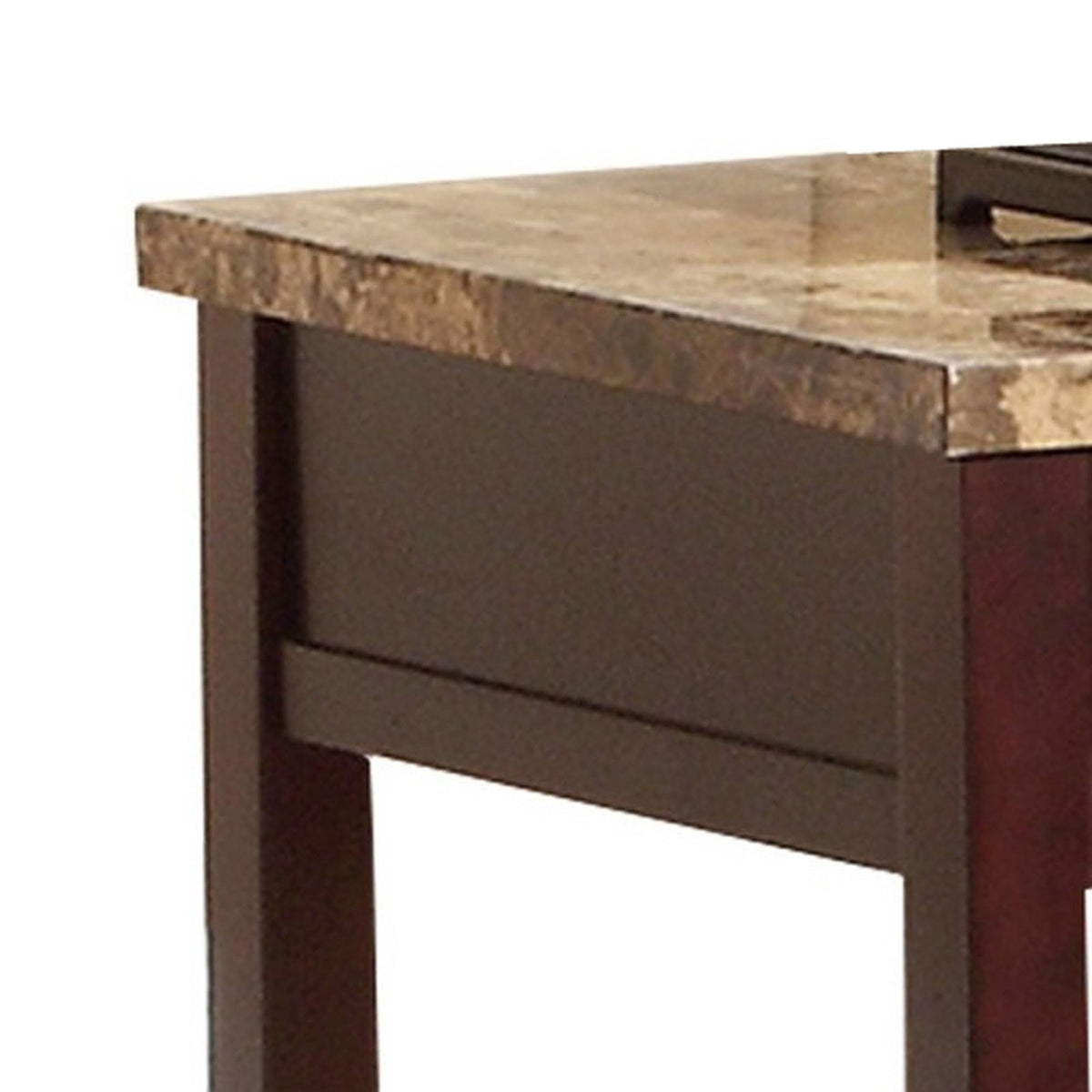 Cherry Brown Square End Table with Tapered Legs F3295