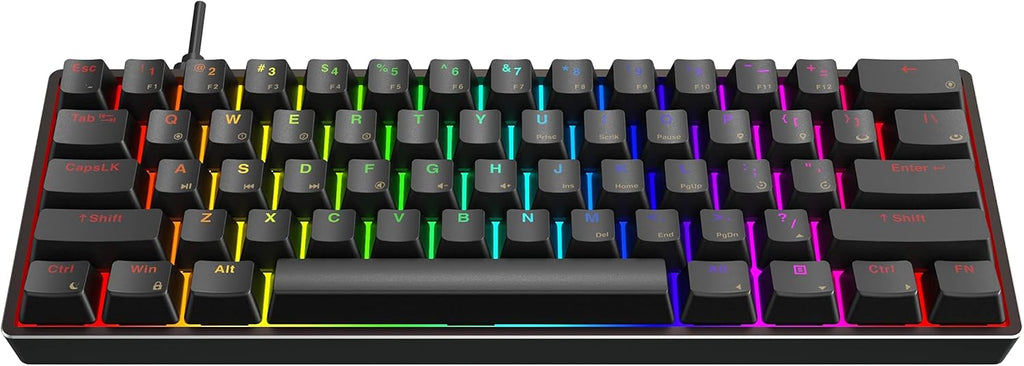 GK61 Mechanical Gaming Keyboard, 61 Keys Aluminum Case PBT Keycap Hot Swappable RGB Backlight P36081