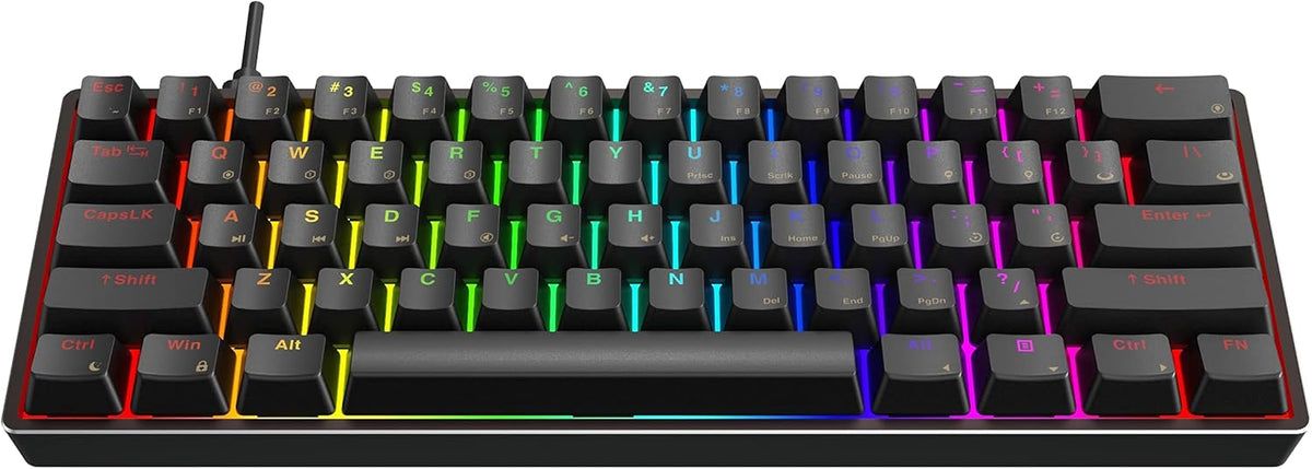 GK61 Mechanical Gaming Keyboard, 61 Keys Aluminum Case PBT Keycap Hot Swappable RGB Backlight P36081