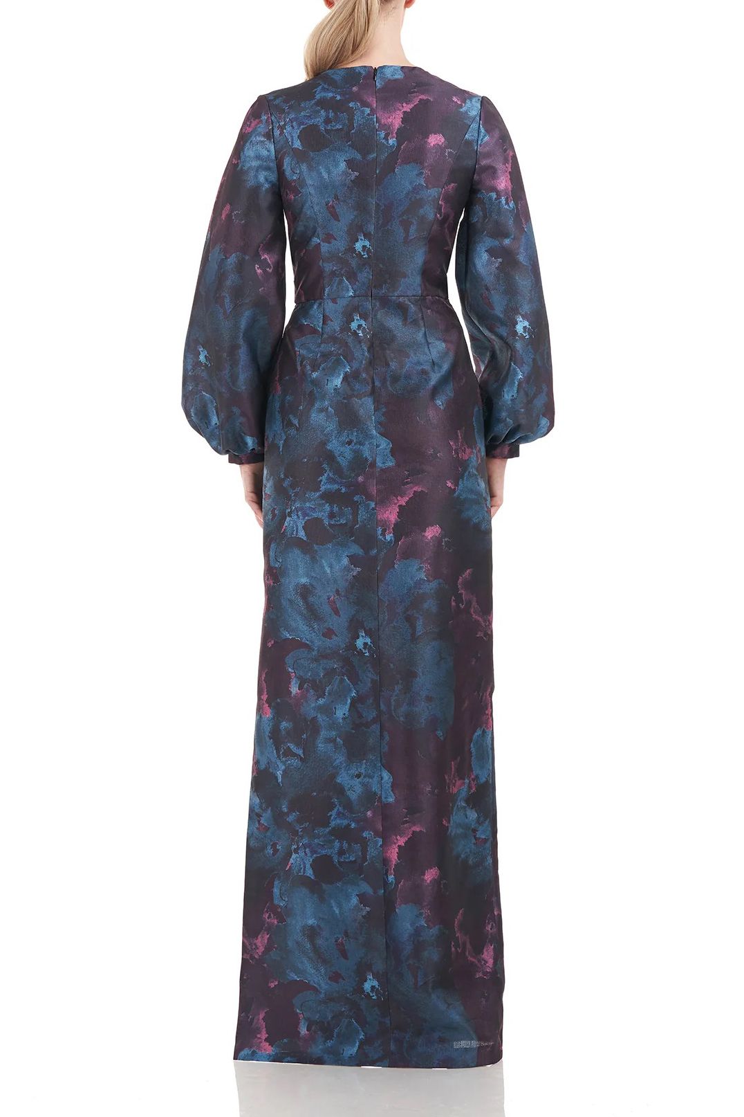 Deep Teal Floral Jacquard Dress M621815