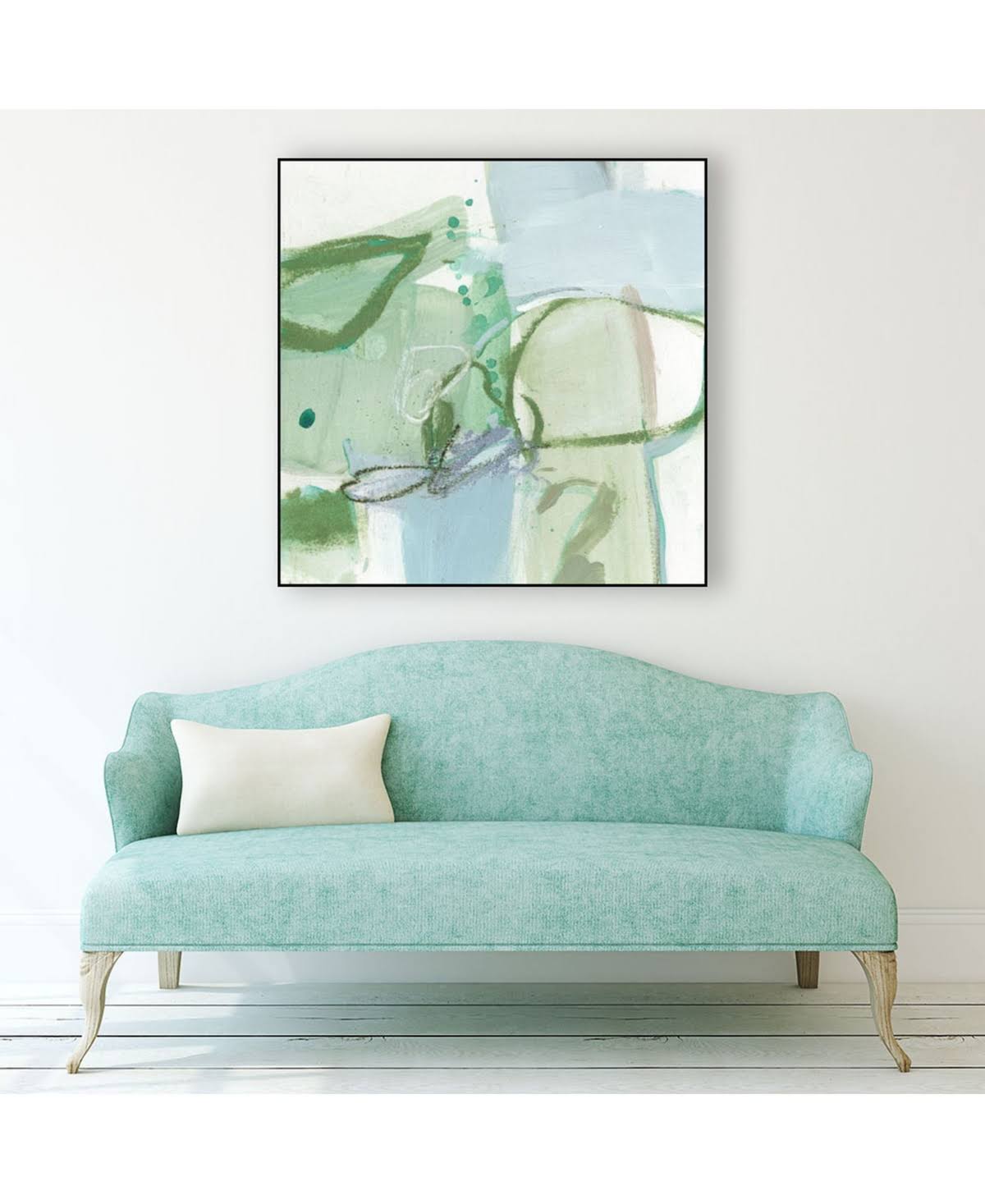Olive Green Framed Canvas Art Block I96686