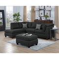 Ash Black Fabric Sofa u0026 Chaise with Ottoman Q793