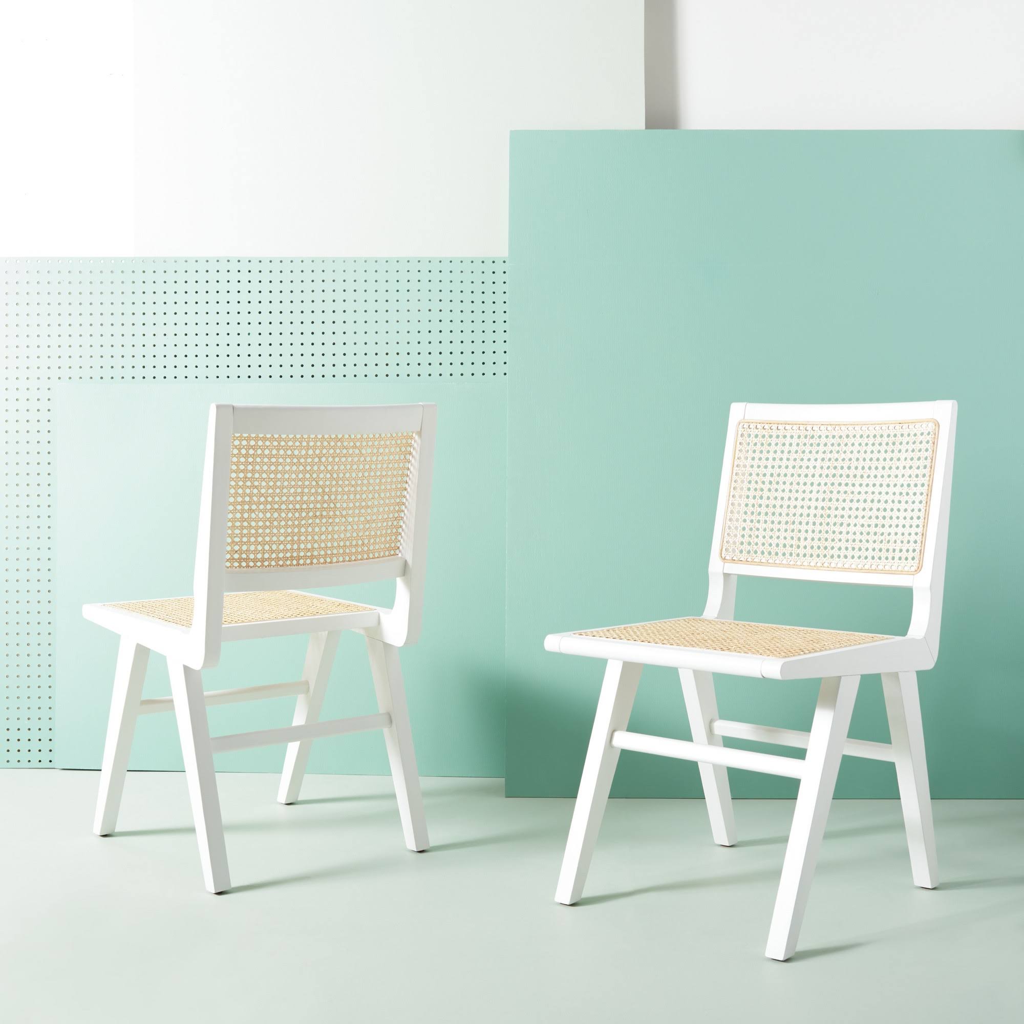 White/Natural Cane Dining Chair (Set of 2) D9076
