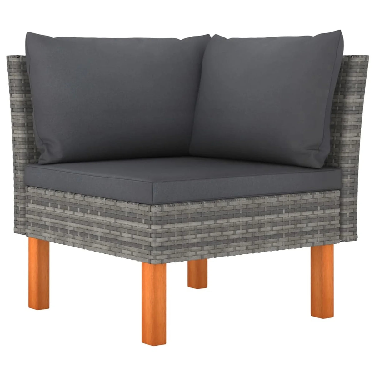 6 Piece Gray Poly Rattan Wood Legs Outdoor Sectional Sofa Set M895257