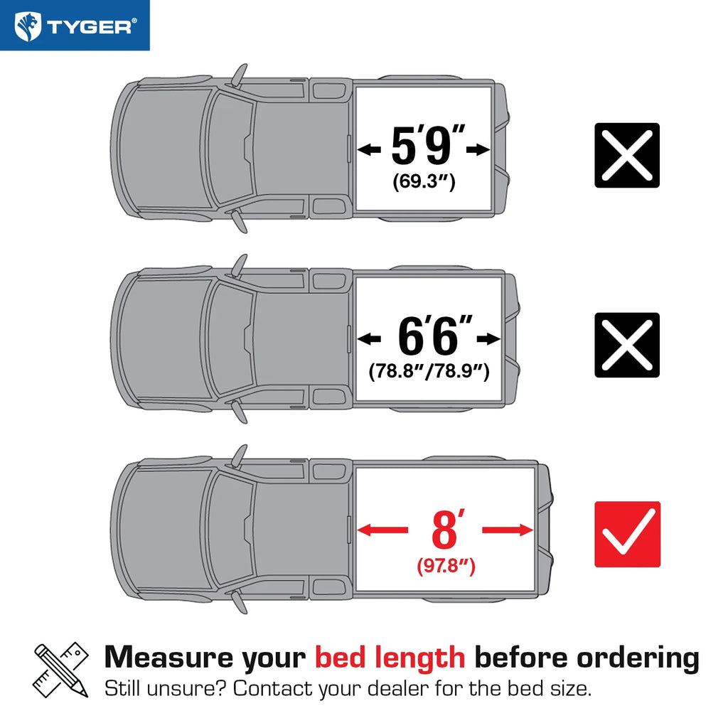 Soft Tri-fold Truck Bed Tonneau Cover for 2014-2018 Chevy Silverado GMC Sierra 1500; 2015-2019 2500 3500HD; 2019 LD / Limited | 8' (98") Bed P45378