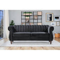 Black Velvet Rolled Arm Chesterfield Sofa M688137