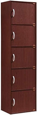 5 Shelf 5 Door Bookcase in Mahogany R691274