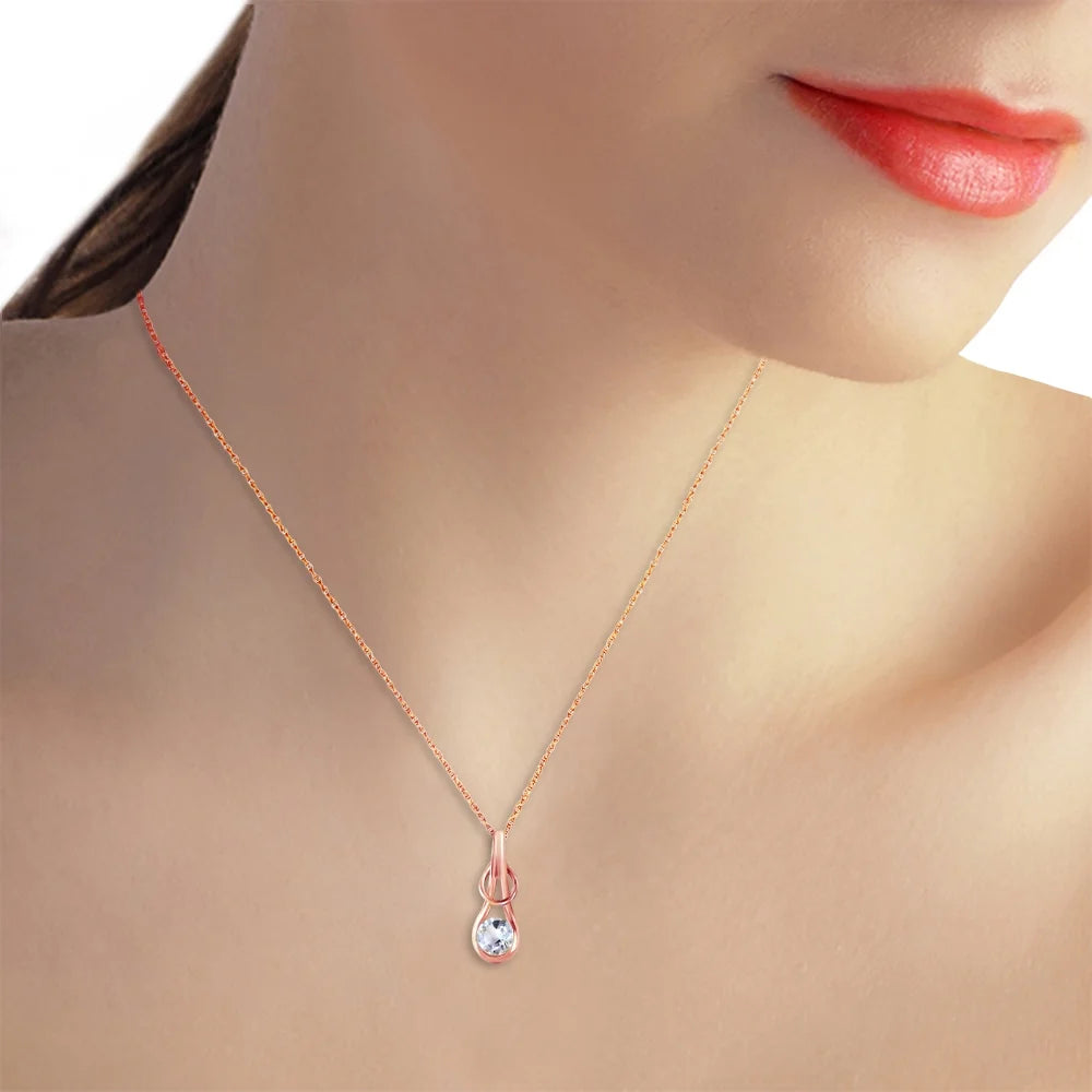 20" Rose Gold Necklace with Natural Aquamarine D159