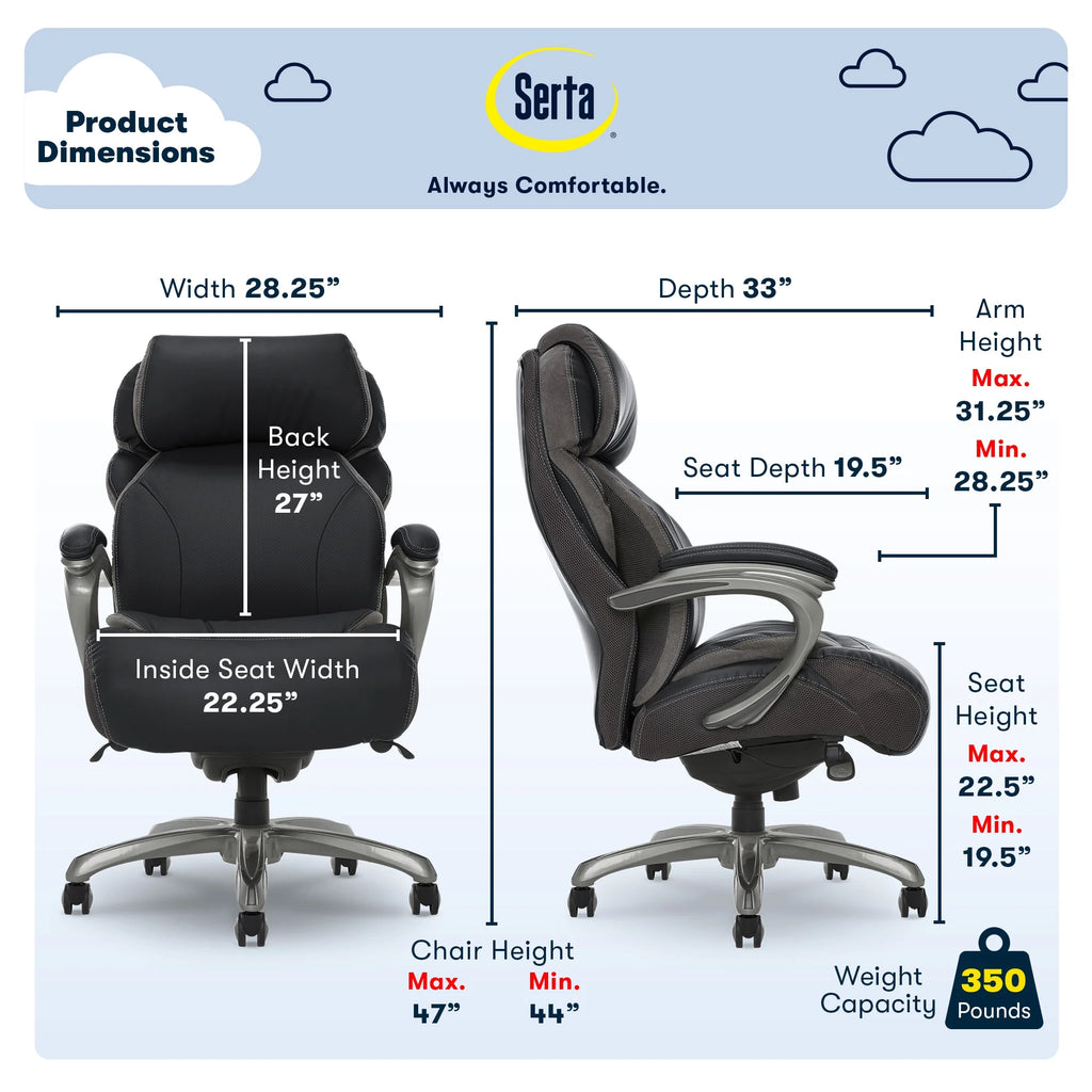 Bonded Leather Big & Tall Office Chair, Black C34911