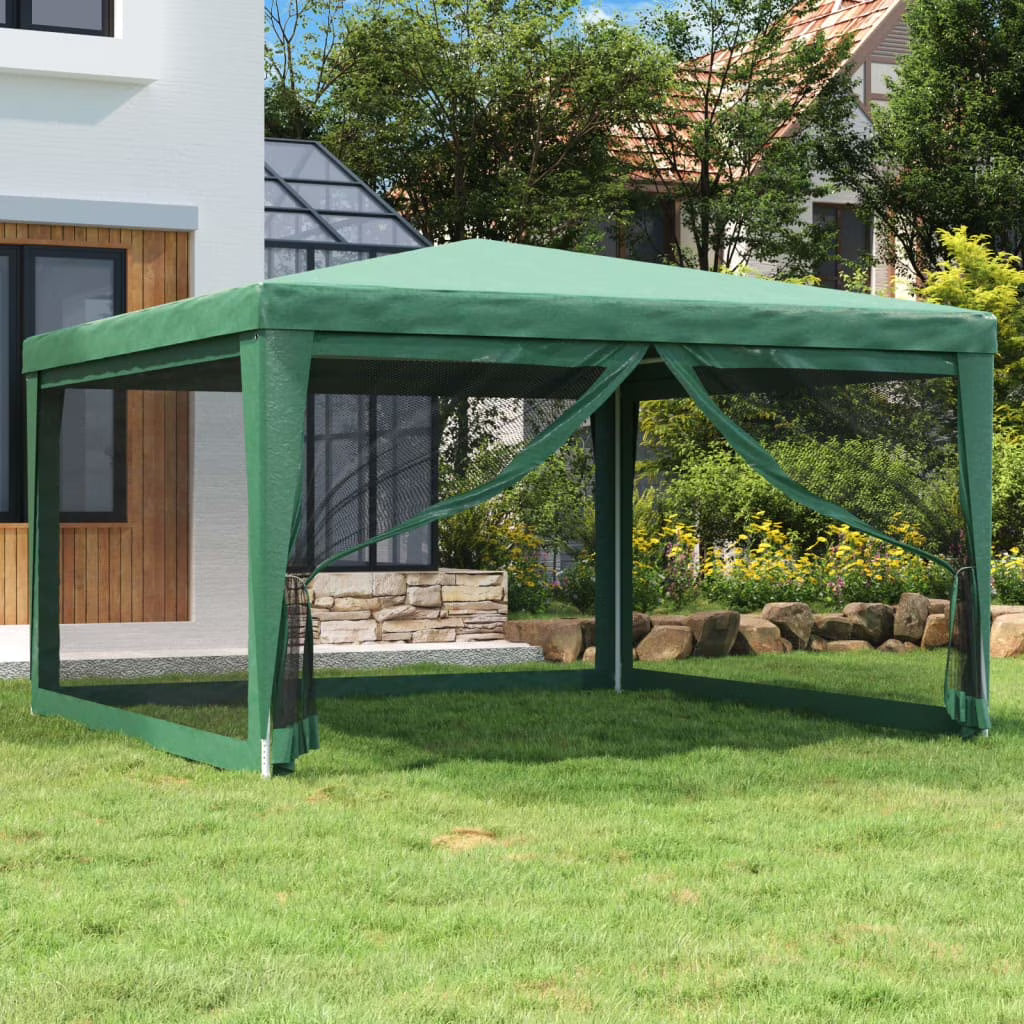 Party Tent with 4 Mesh Sidewalls Green 13.1'x13.1' HDPE P556