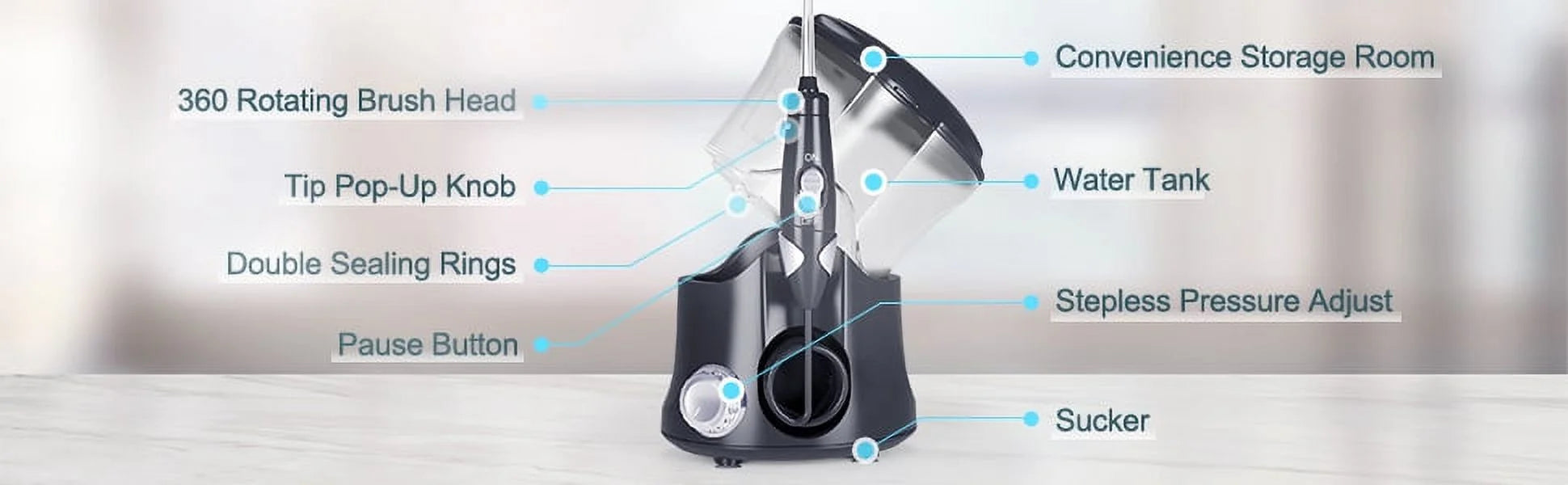 Water Flosser Oral Irrigator with 10 Pressures & 8 Tips, 600ml L5234