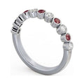 14K White Gold Eternity Band with Natural Diamond and Ruby E982