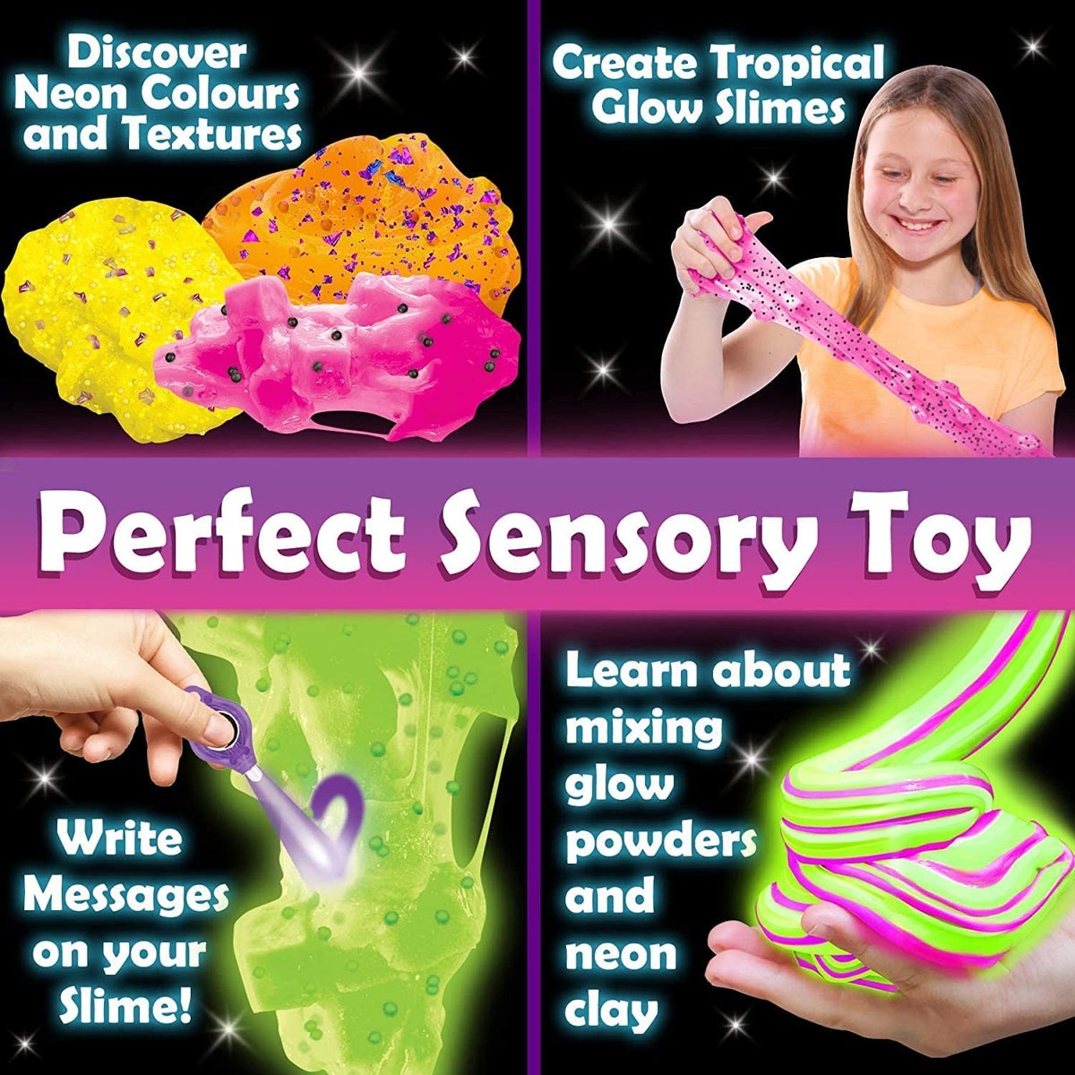 Glow in The Dark Slime Kit, 39 Piece Kit with Glitter J1132