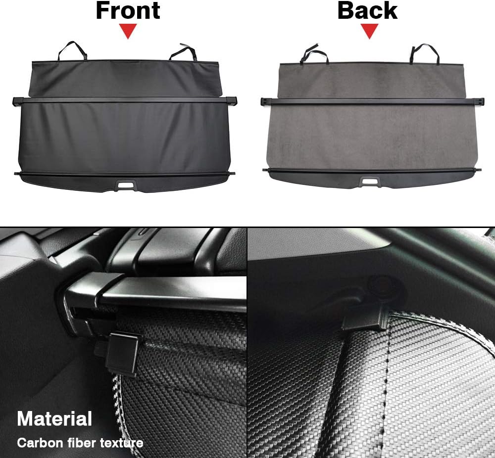 Retractable Rear Trunk Security Cover Black Carbon Fiber Texture L963