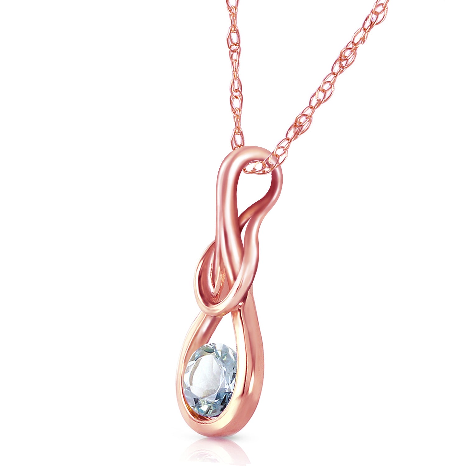 20" Rose Gold Necklace with Natural Aquamarine D159