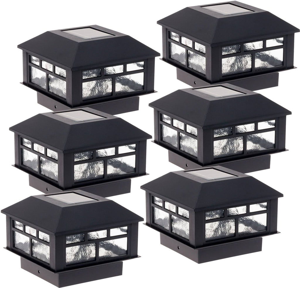 6 Pack Solar Powered Post Cap Light for 4x4 or 5x5 Posts X401