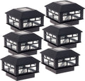 6 Pack Solar Powered Post Cap Light for 4x4 or 5x5 Posts X401
