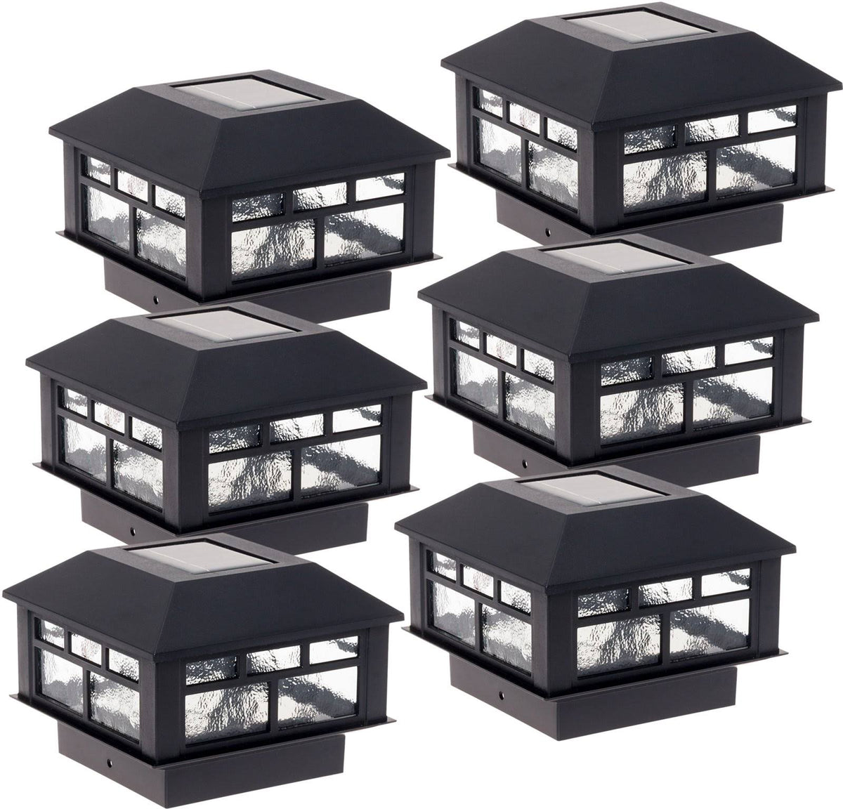 6 Pack Solar Powered Post Cap Light for 4x4 or 5x5 Posts X401