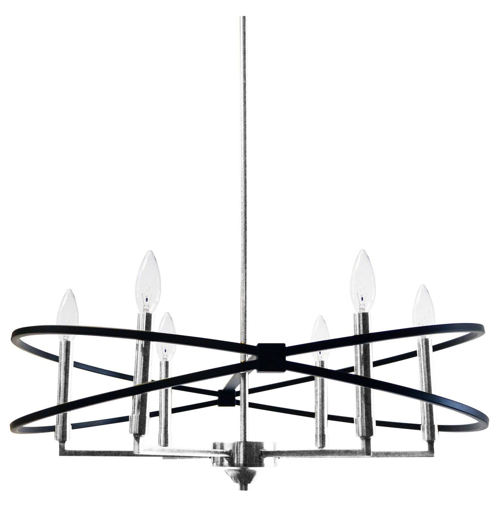 6 Light Incandescent Chandelier Polished Chrome Matte Black X472641