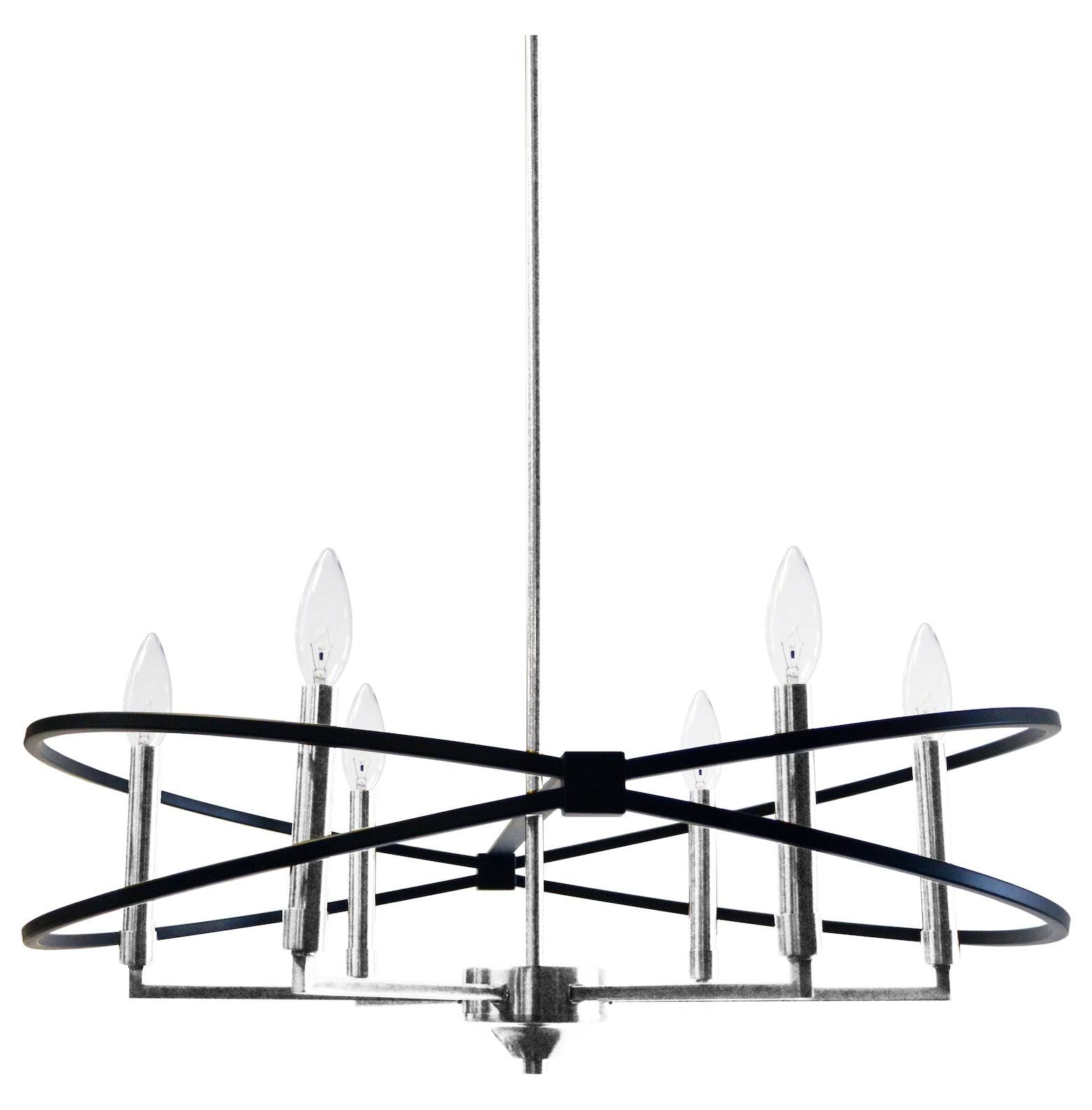 6 Light Incandescent Chandelier Polished Chrome Matte Black X472641
