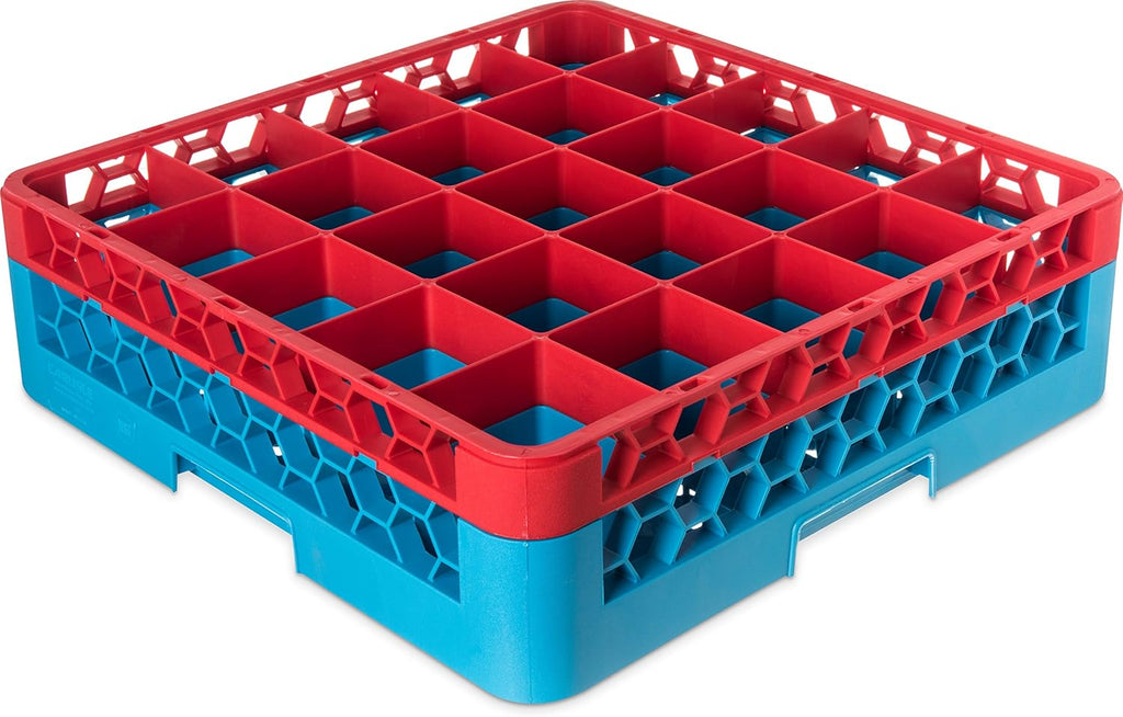 16 Compartment Glass Rack with 2 Extenders, Carlisle Blue, Pack of 2 L65127