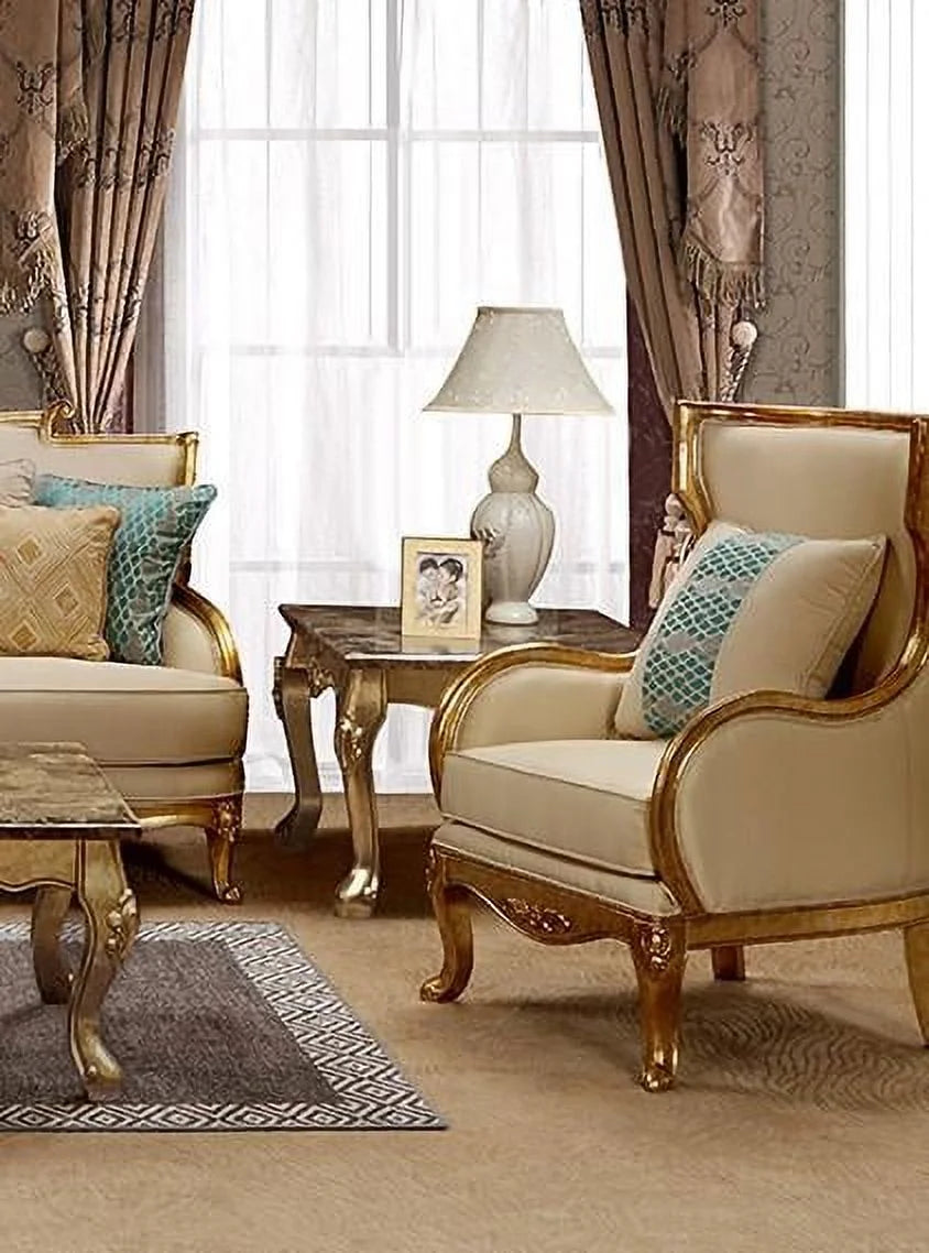 Gold & Light Beige Sofa Set 4Pcs B312915