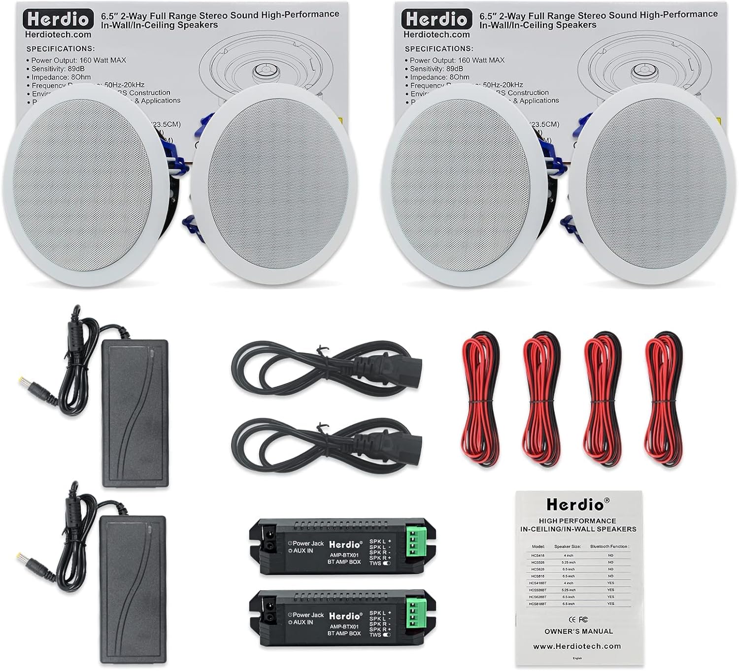 6.5'' 600Watts 2-Way Bluetooth Ceiling Speakers（4 Speakers） L3827