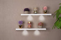 White Wood Floating Wall Shelves with LED Lights (Set of 2) B331044