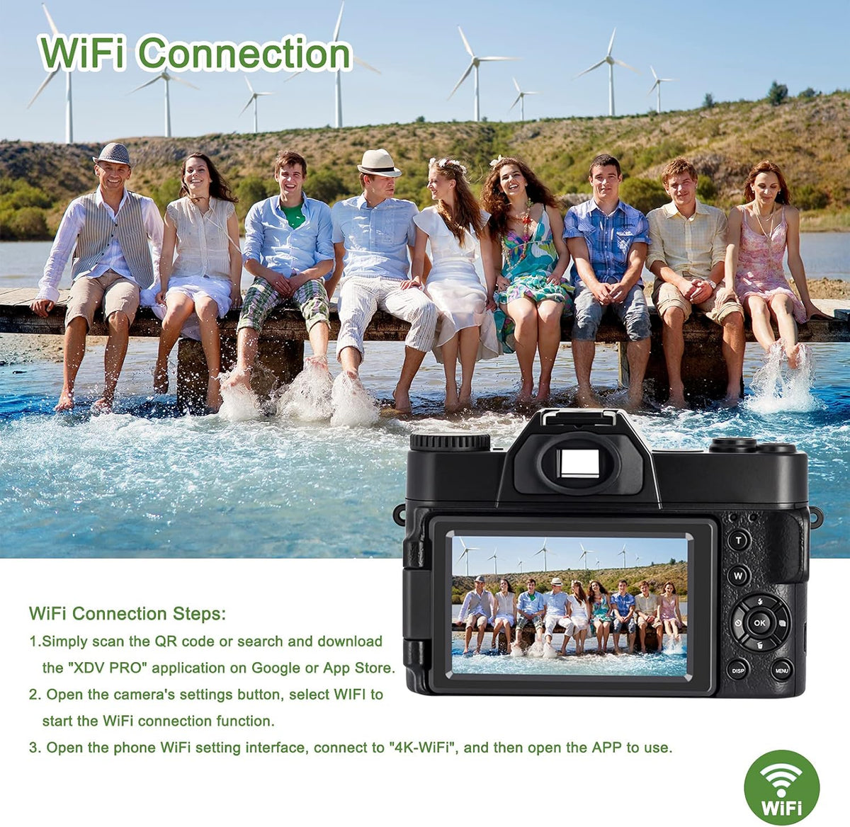 4K 48MP Digital Camera with 3.0 inch 180° Flip Screen and 32GB Memory Card Q42660