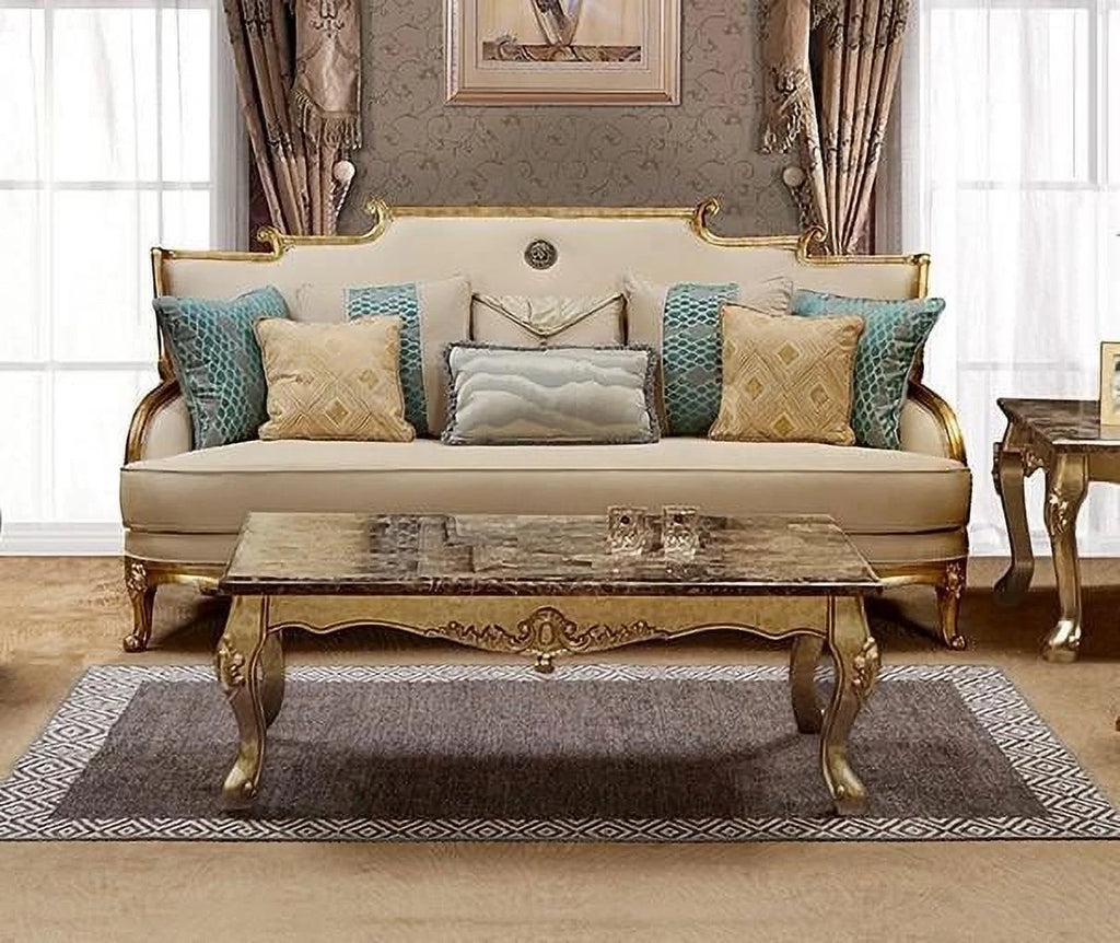Gold & Light Beige Sofa Set 4Pcs B312915