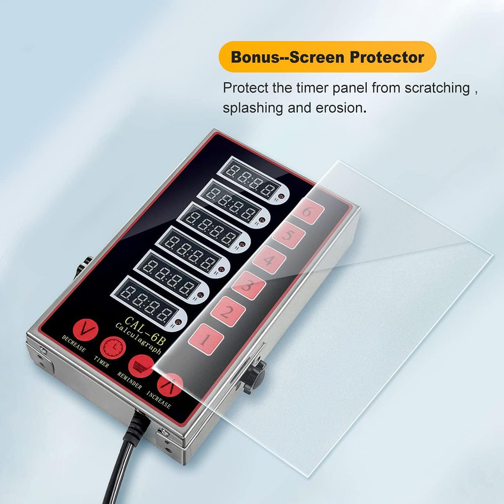 6 Channels Timer Cooking Timers Loud Alarm Clear LED Display Stainless Steel Calculagraph P718