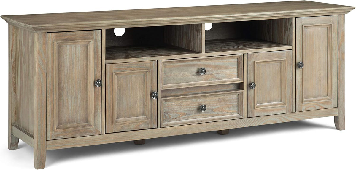 72 inch Solid Wood TV Media Stand with Storage Shelves and Cabinets U8648