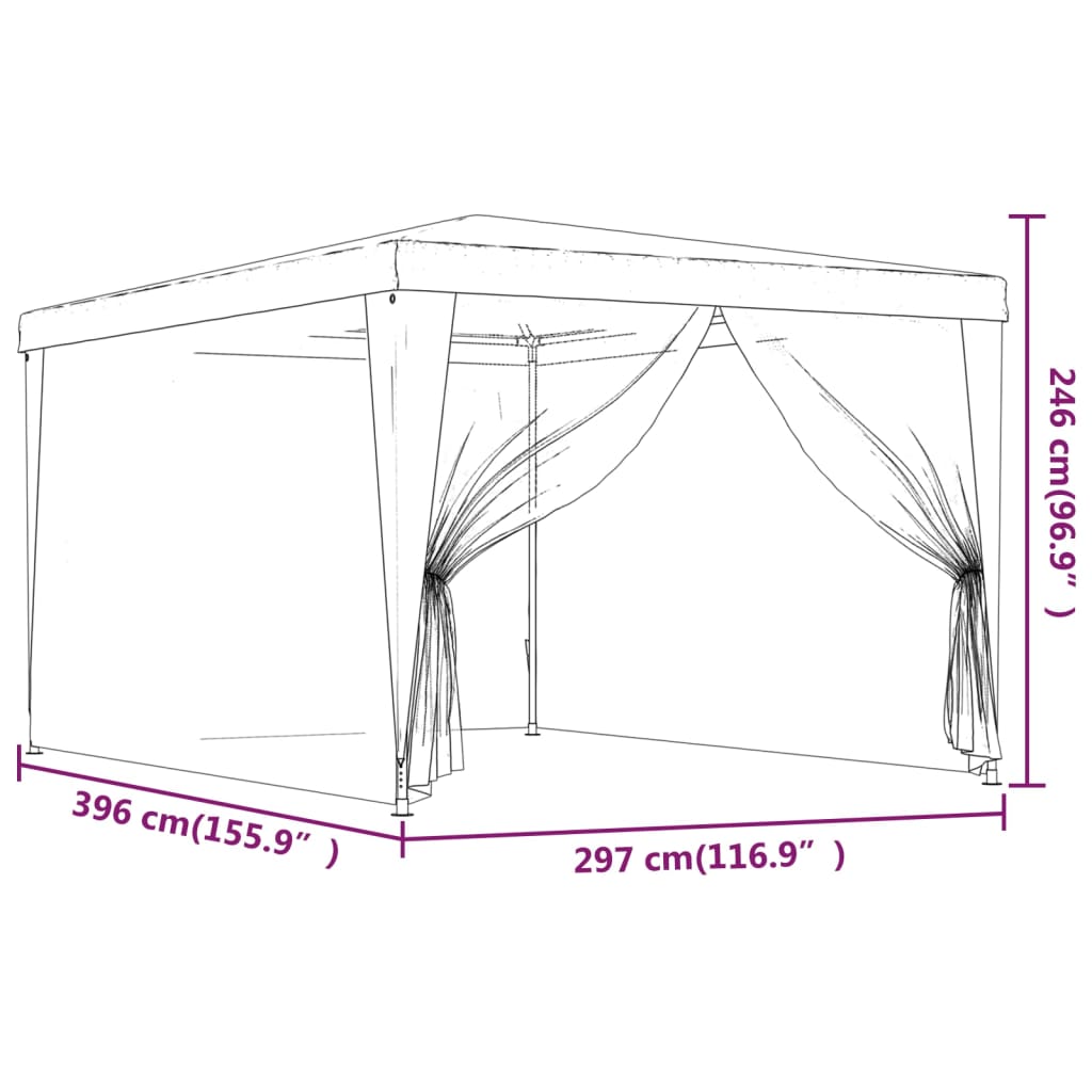 Green 9.8'x13.1' HDPE Party Tent with 4 Mesh Sidewalls P337