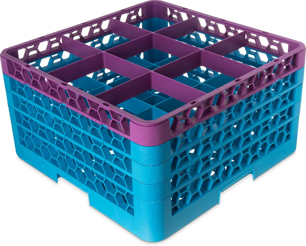 16 Compartment Glass Rack with 2 Extenders, Carlisle Blue, Pack of 2 L65127