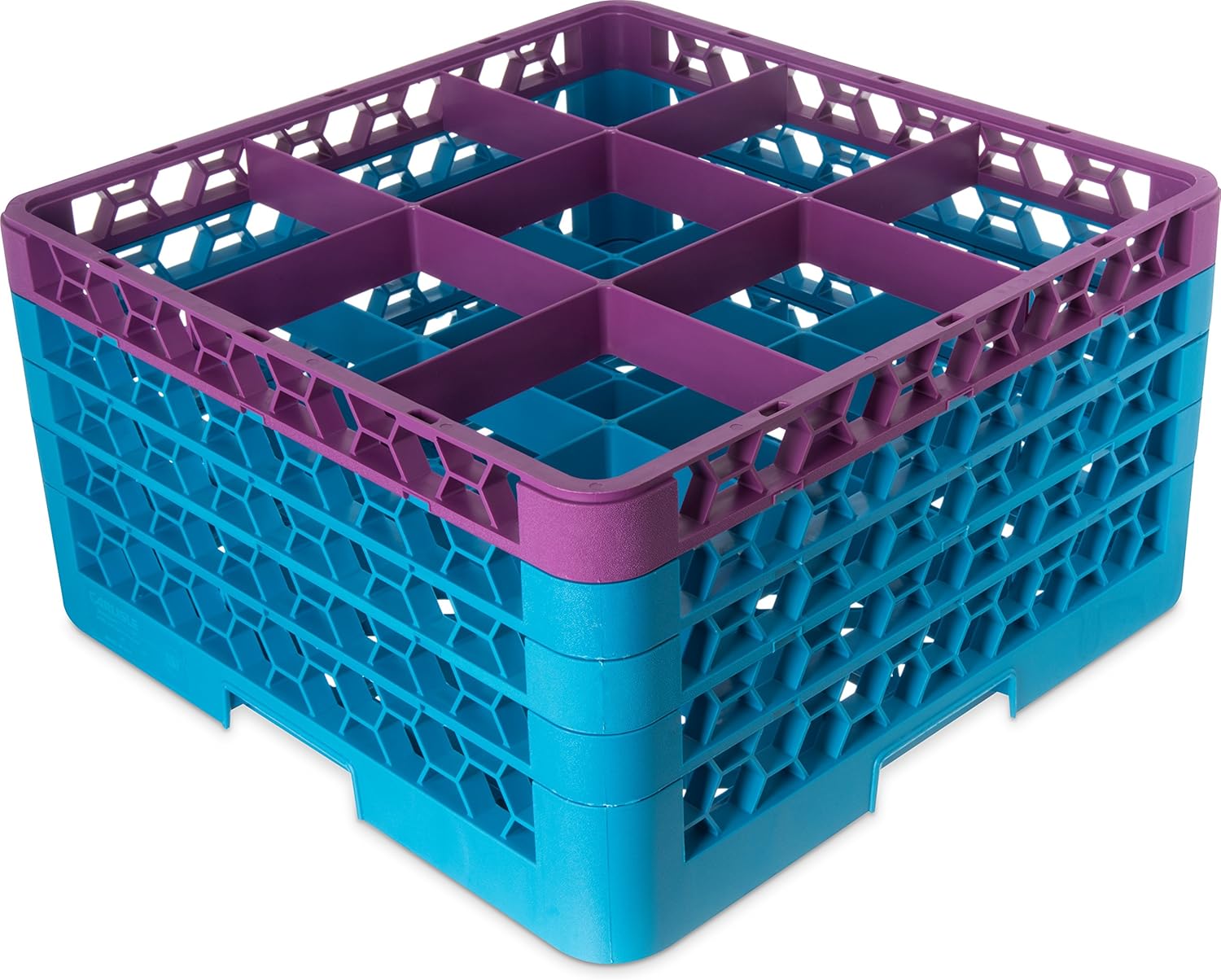 16 Compartment Glass Rack with 2 Extenders, Carlisle Blue, Pack of 2 L65127