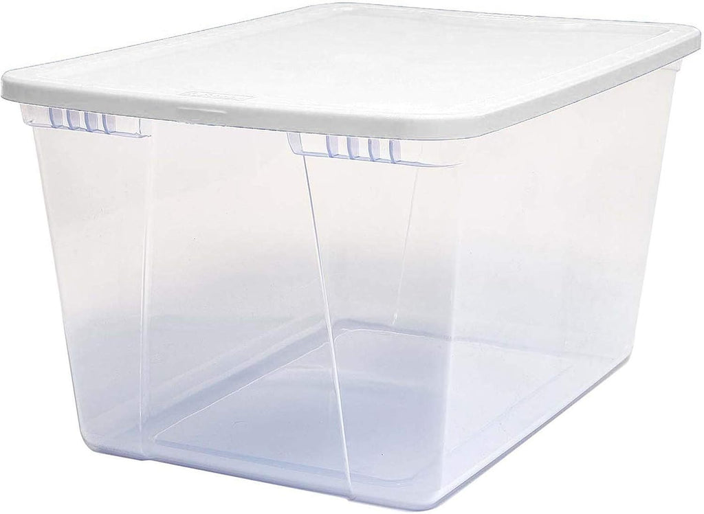 Clear Storage Bin with Lid, 56 Quart, White, 2 Count O428