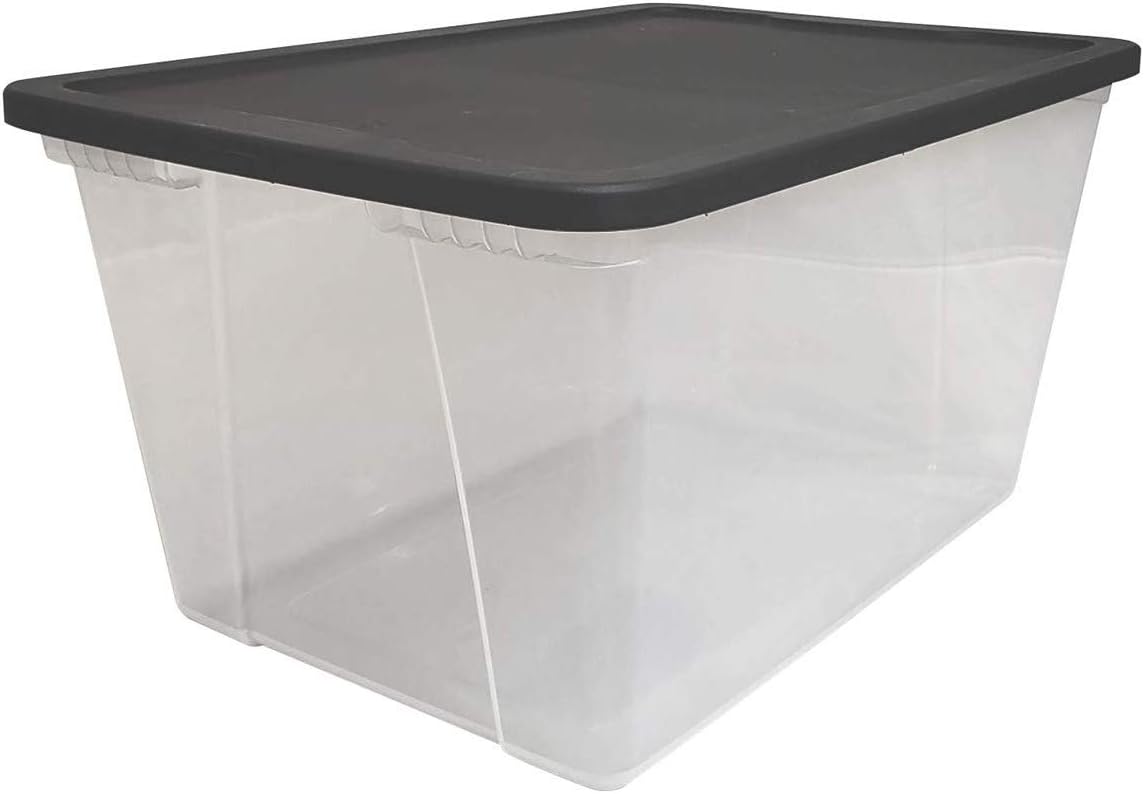 Clear Storage Bin with Lid, 56 Quart, White, 2 Count O428