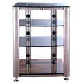 4 Shelf Glass Audio Cabinet Silver Frosted Y553