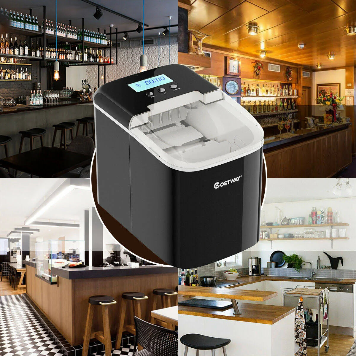 Black Countertop LCD Display Ice Maker with Ice Scoop W27588