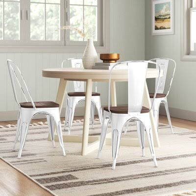 White Slat Back Side Chair W505449