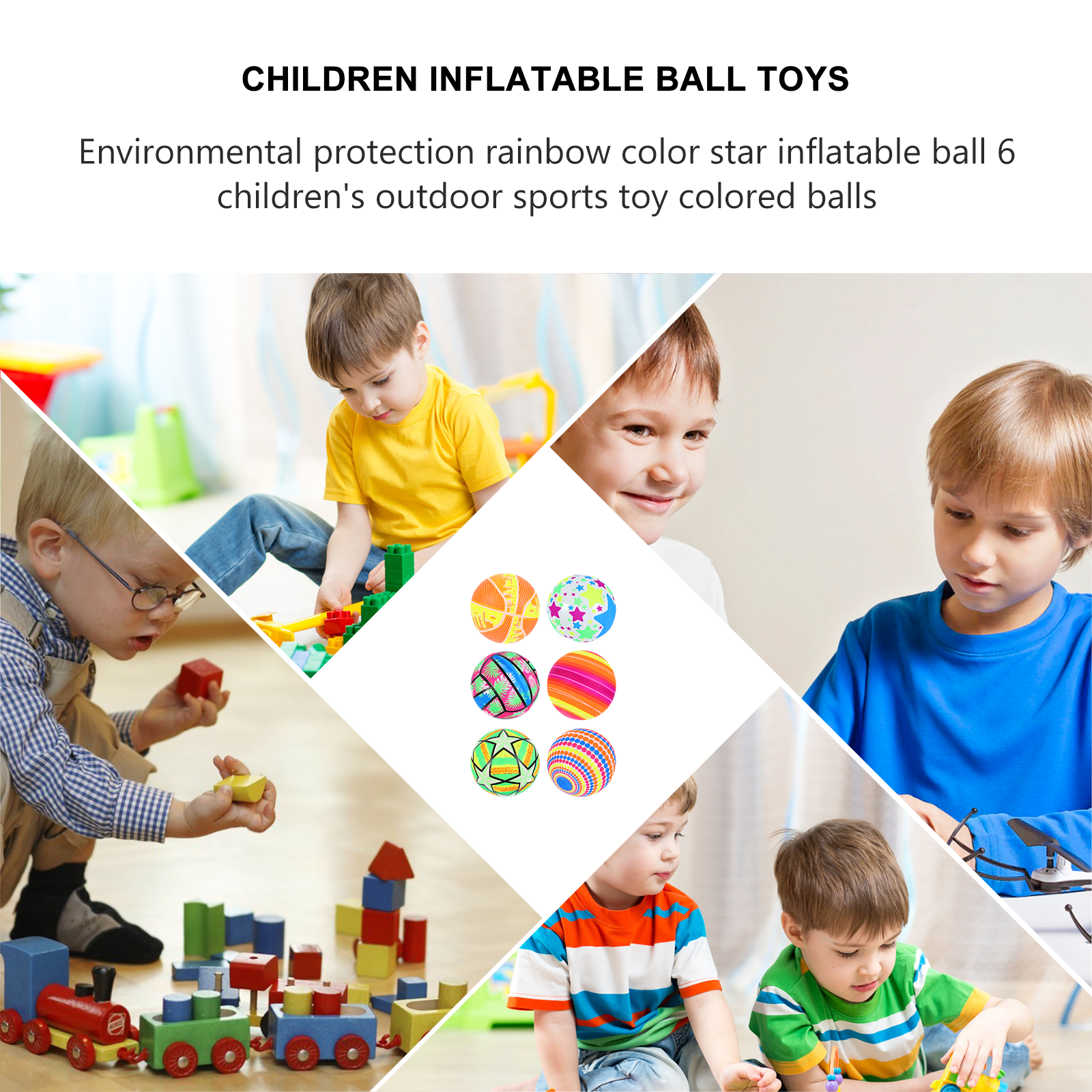 6 Pcs Inflatable Ball Pvc Toys P484