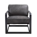 Gray Black Top Grain Leather Arm Chair D321