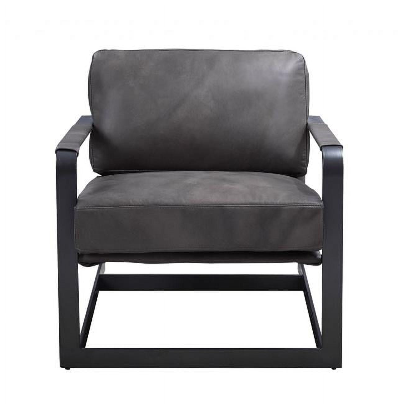 Gray Black Top Grain Leather Arm Chair D321
