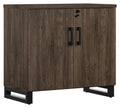 Industrial Farmhouse 2-Door Storage Cabinet Dark Brown Weathered Oak T4815