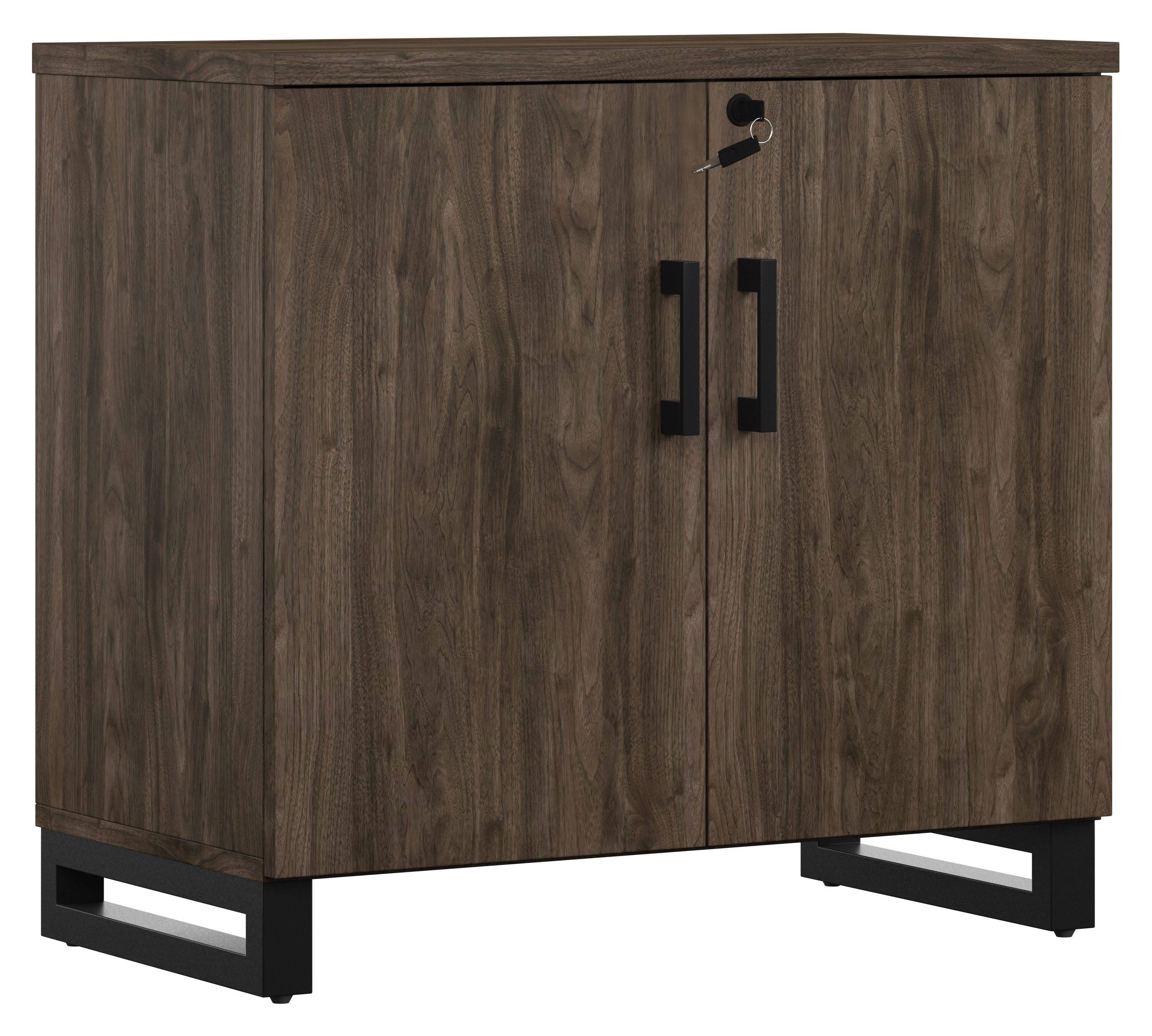 Industrial Farmhouse 2-Door Storage Cabinet Dark Brown Weathered Oak T4815